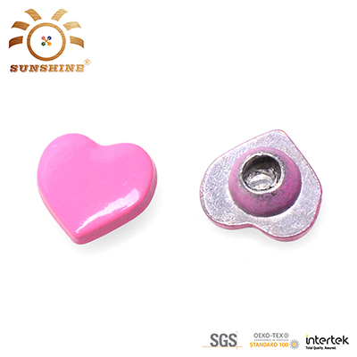 Custom pink heart metal rivets