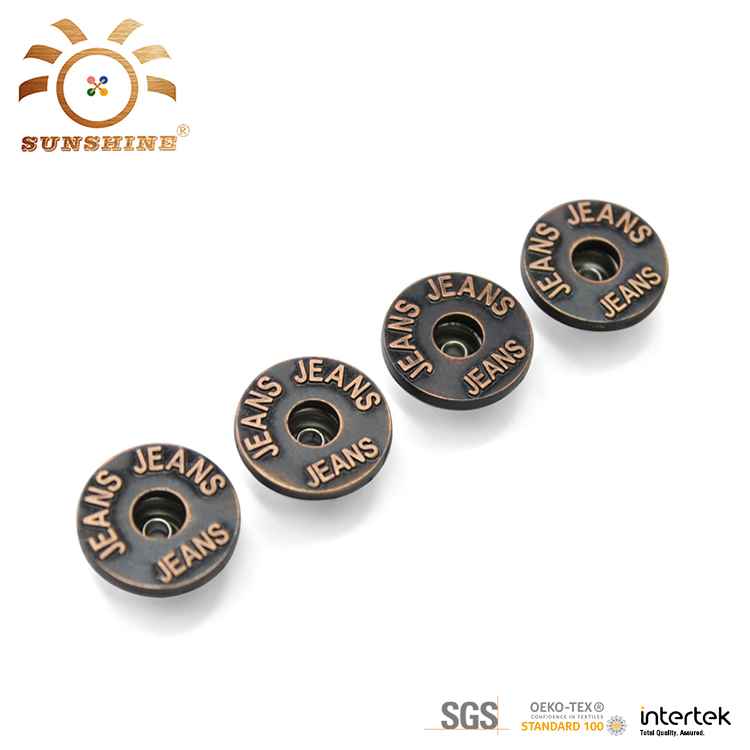 Jeans copper brushed metal buttons