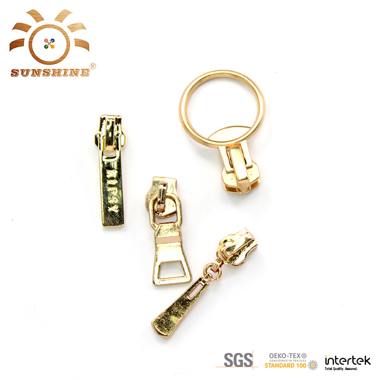  Hot sale custom gold metal zipper puller and slider for clothing