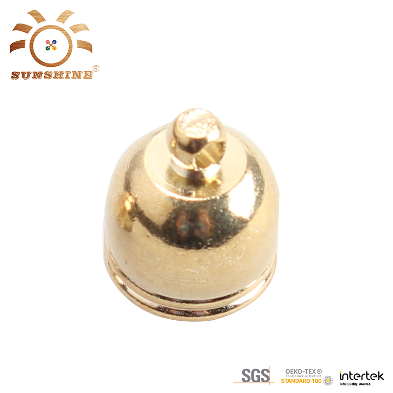 Hanging gold metal cord end stopper for garment accessories