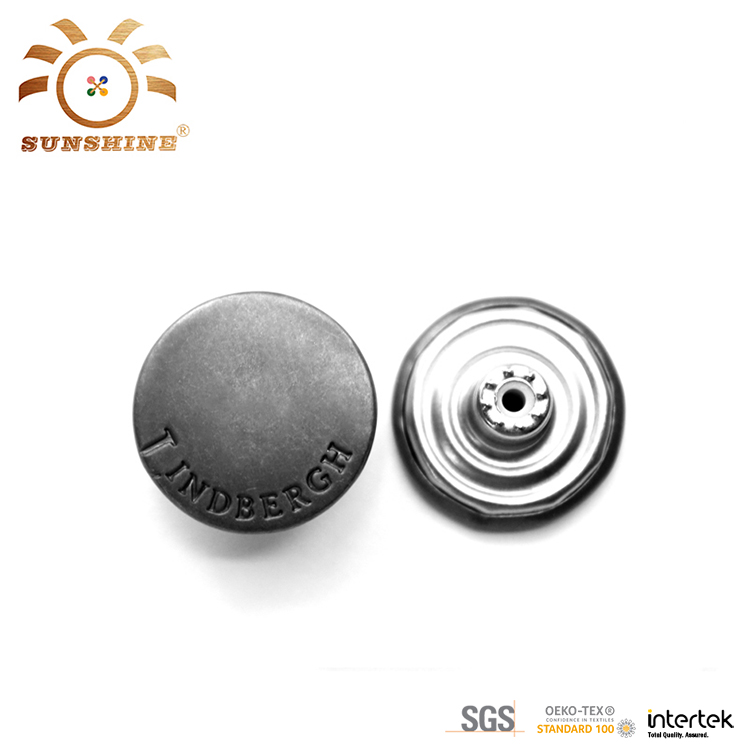 Garment engraved logo metal button