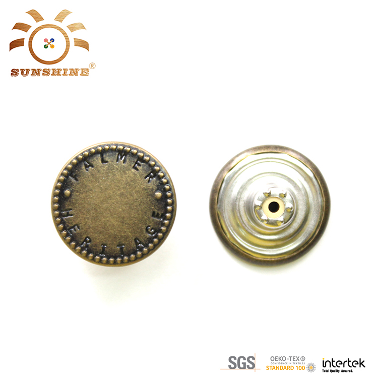 Round brushing logo brass button