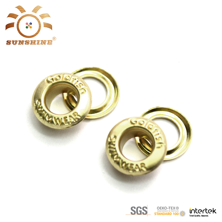 Gold brand logo custom eyelets