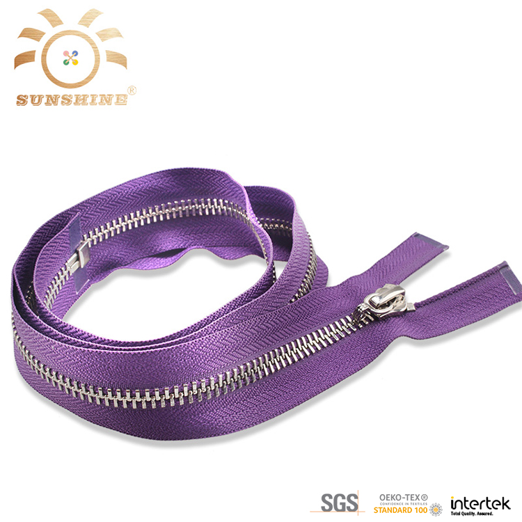 Purple metal zipper rolls