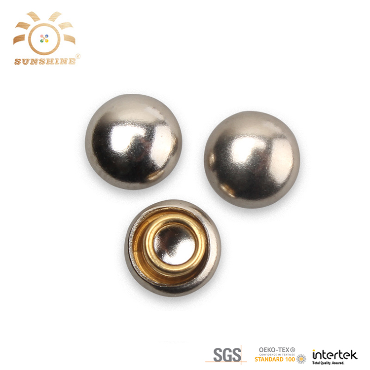 Garment decorative silver polished mushroom metal rivets